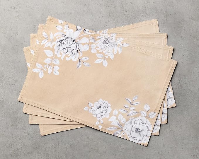 Maison d' Hermine Placemats Set of 4 100% Cotton Washable Cloth Place Mats, Reusable Table Mats for Thanksgiving Christmas Decorations Kitchen Dining Party Wedding (Pretty Autumn, 13" x 19")