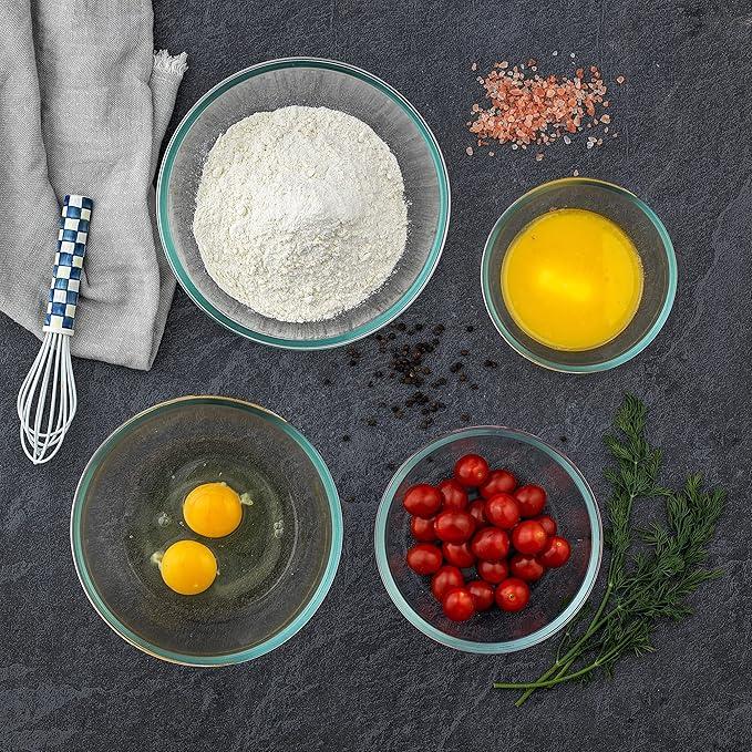 JoyJolt Very Peri 8pc Glass Mixing Bowls with Lids Set - Large Nesting Bowls, 2 Qt, Durable, Dishwasher & Microwave Safe