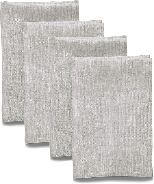 Solino Home Linen Cloth Napkins Set of 4-100% Pure Linen Oyster Grey Dinner Napkins 20 x 20 Inch for Fall, Autumn, Thanksgiving, Holiday - Athena, Handcrafted and Machine Washable