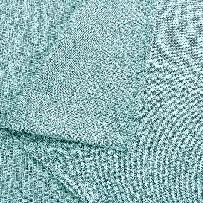 Hiasan Faux Linen Rectangle Tablecloth - Wrinkle and Stain Resistant Washable Table Cloth for Kitchen Dining Room Holiday Table Cover for Party Dinner, Aqua, 60 x 84 Inch