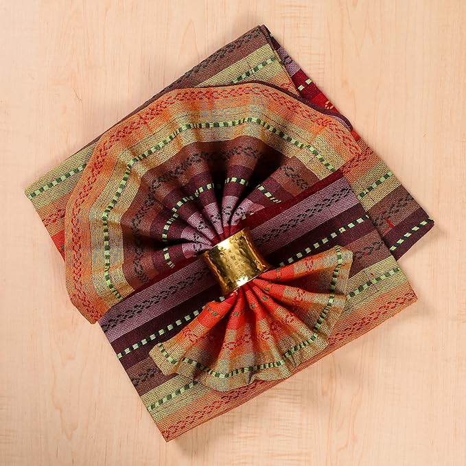 Ramanta Home Salsa Stripe Red Oversized Cloth Napkins 20x20 Inches, Cotton Soft & Durable Table Dinner Napkin Ideal for Thanksgiving, Christmas, Wedding | Washable Kitchen Fabric for Everyday Use