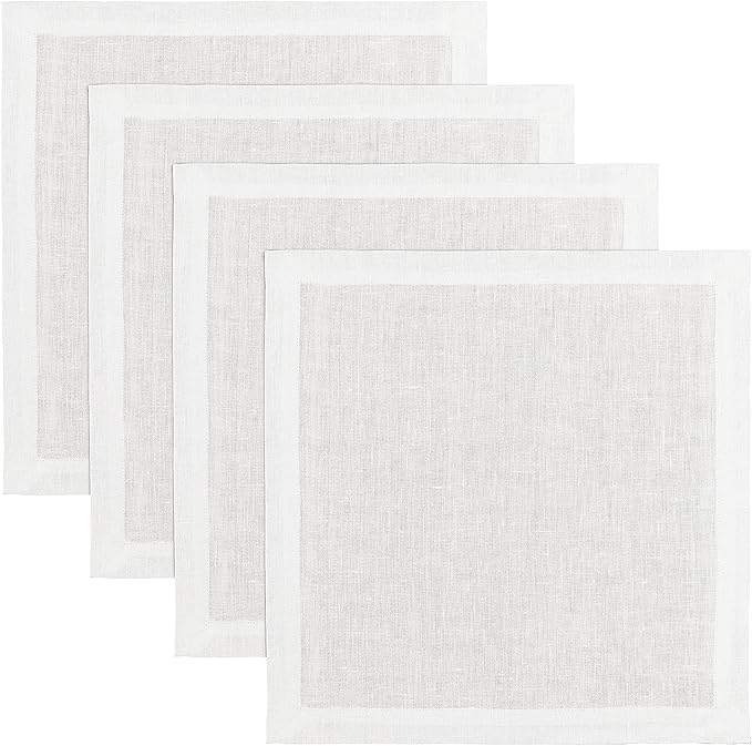 Solino Home White Placemats Set of 4-100% Pure Linen Placemats 14 x 14 Inch for Fall, Autumn, Winter, Thanksgiving, Christmas, Holiday - Fete