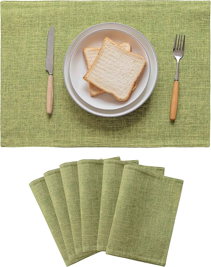 Home Brilliant Green Placemat Set of 6 Washable Place Mats Placemats Heat Resistant Table Mats for Wooden Table Dinner Decor, Lime Green