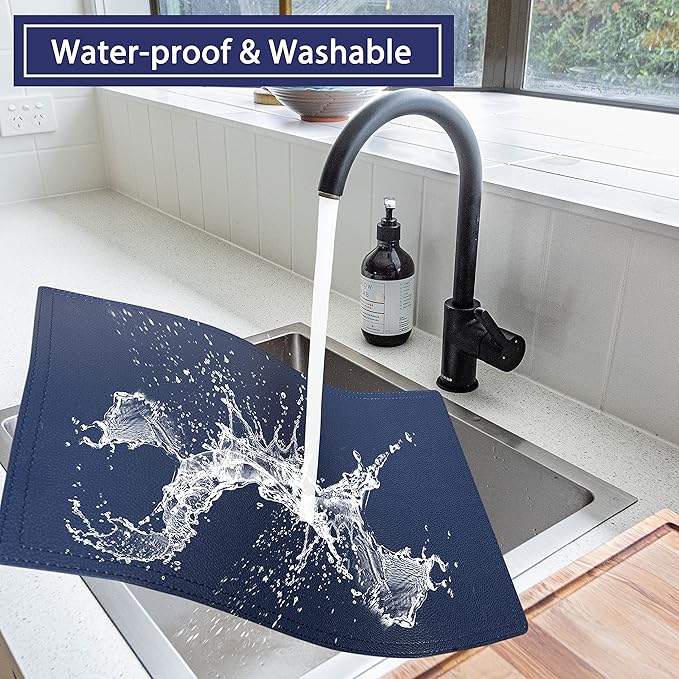 Set of 6 Faux Leather Placemats, PU Table Mats, Waterproof, Stain Resistant, Heat Resistant, Non-Slip Easy to Clean for Kitchen Dining Table,Conference Table