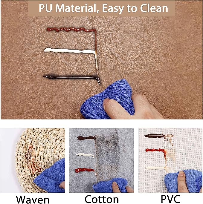 Set of 6 Faux Leather Placemats, PU Table Mats, Waterproof, Stain Resistant, Heat Resistant, Non-Slip Easy to Clean for Kitchen Dining Table,Conference Table