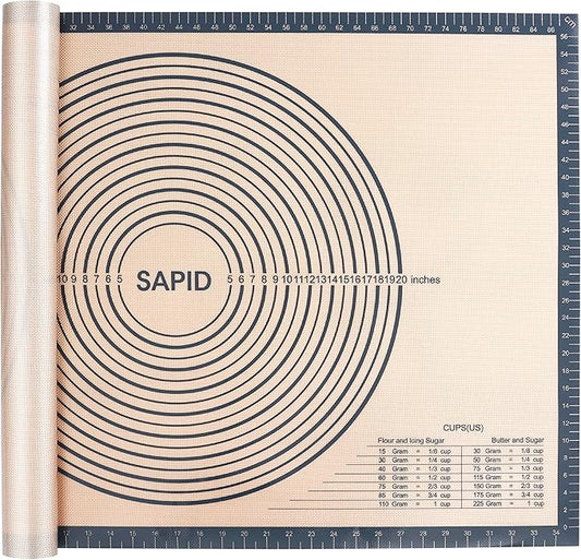 Sapid Extra Thick Silicone Pastry Mat Non-slip with Measurements for Non-stick Silicone Baking Mat Extra Large, Dough Rolling, Pie Crust, Kneading Mats, Countertop, Placement Mats (24" x 36", Gray)