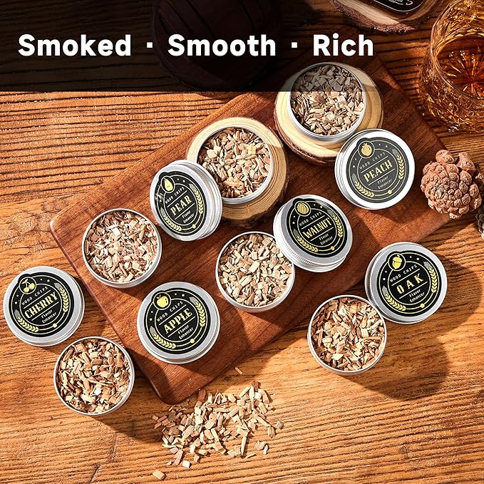 Whiskey Smoker Kit with Torch - 12 Flavors Wood Chips - Cocktail Smoker Infuser Kit, Old Fashioned Drink Smoker Kit, Birthday Bourbon Whiskey Gifts for Men,Dad(NO Butane)
