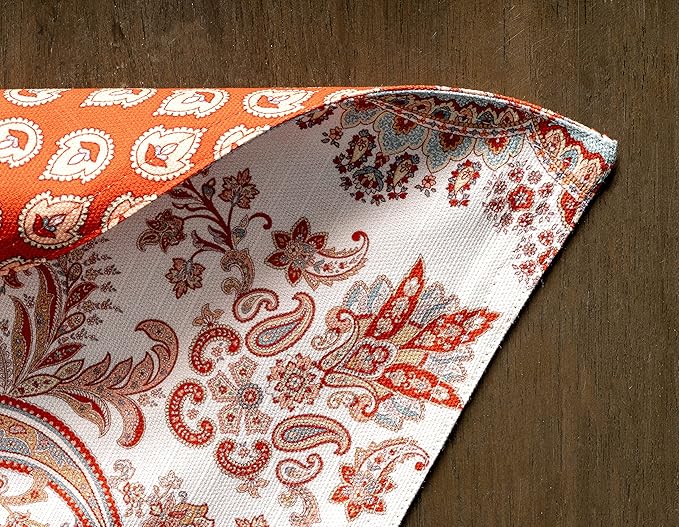 Maison d' Hermine Placemats Set of 4 100% Cotton Washable Cloth Place Mats, Reusable Table Mats for Thanksgiving Christmas Decorations Kitchen Dining Party Wedding Restaurant (Cachemire, 13" x 19")