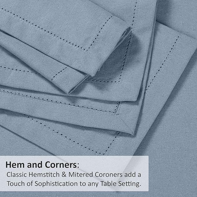 Ruvanti Premium Linen Napkins Set of 4-20x20 Inch, Classic Hemstitch, Mitered Corner Cloth Napkins ‎‎- Soft, Elegant Dinner Napkins Cloth Washable for Weddings, Parties, Everyday Use - Grey