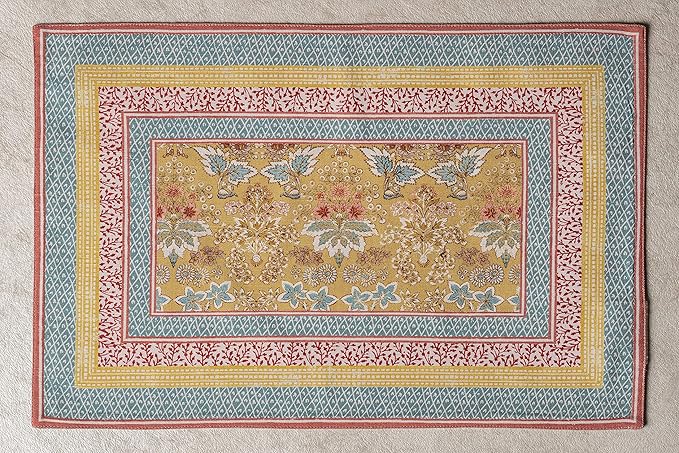 Maison d' Hermine Placemats Set of 4 100% Cotton Washable Cloth Place Mats, Reusable Table Mats for Kitchen Dining Decoration, Party, Wedding, Restaurant Spring/Summer (Marquise, 13" x 19")