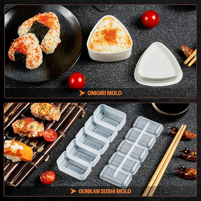 ISSEVE Sushi Making Kit, 25 in 1 Sushi Bazooka Maker with Sushi Molds, Bamboo Mat, Bamboo Chopsticks, Sushi Knife,Nigiri Mold,Onigiri Mold,Musubi mold,DIY Sushi Roller Machine