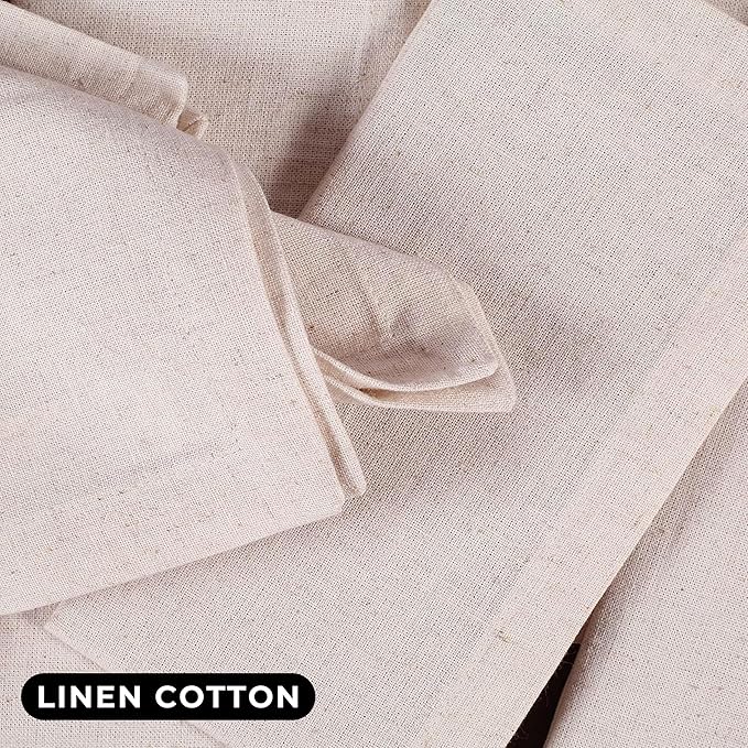 Bedding Craft Linen Flax Cotton Cloth Dinner Napkins Set of 12 – 18x18 Natural Hemstitched Reusable Fabric Napkins for Weddings, Parties, Dinners & Table Décor – Elegant & Durable
