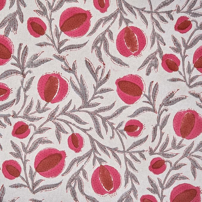Ridhi -Sangria Red, Cotton Tablecloth, Handblock Print Floral Table Cloth for Kitchen Dining Linen I Thanksgiving, Christmas, Wedding, Fall Décor 16 Seater 72X190 Inches Rectangle
