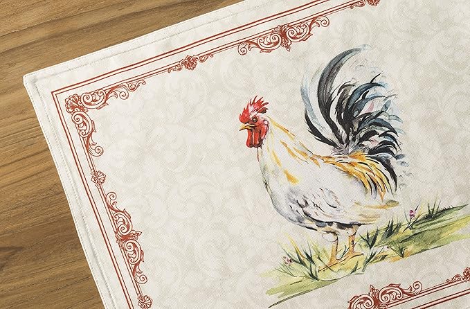 Maison d' Hermine Placemats Set of 2 100% Cotton Washable Cloth Place Mats, Reusable Table Mats for Kitchen Dining Decoration, Party, Wedding, Restaurant Spring/Summer (Campagne, 13" x 19")