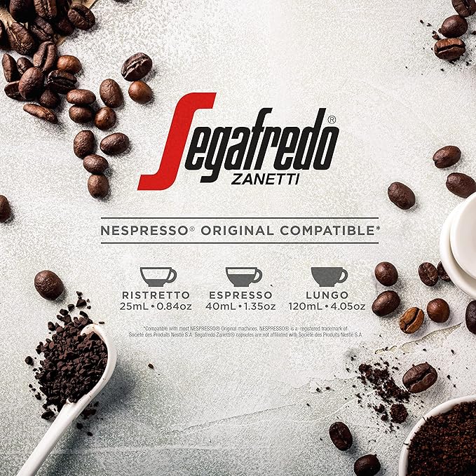 Segafredo Zanetti Espresso Capsules – Aluminum Pods for Nespresso Original Machines – Medium-Dark Roast Premium Espresso with a Rich Aroma – Balanced, Intensity 10 – Encore, 10 Count
