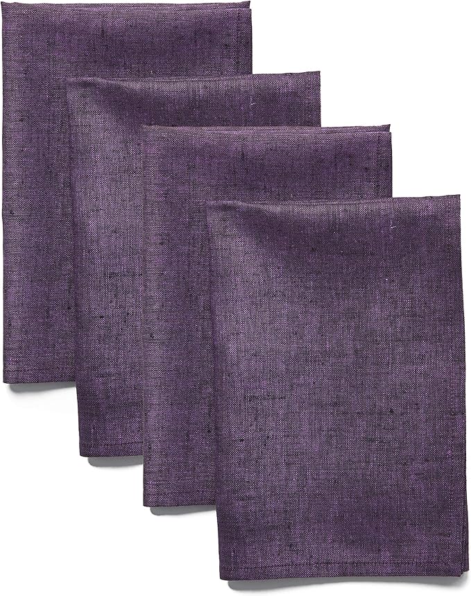 Solino Home Linen Napkins Set of 4 - 100% Pure Linen Grape Dinner Napkins Cloth 20 x 20 Inch for Fall, Autumn, Winter, Thanksgiving, Christmas, Holiday - Athena, Handcrafted and Machine Washable