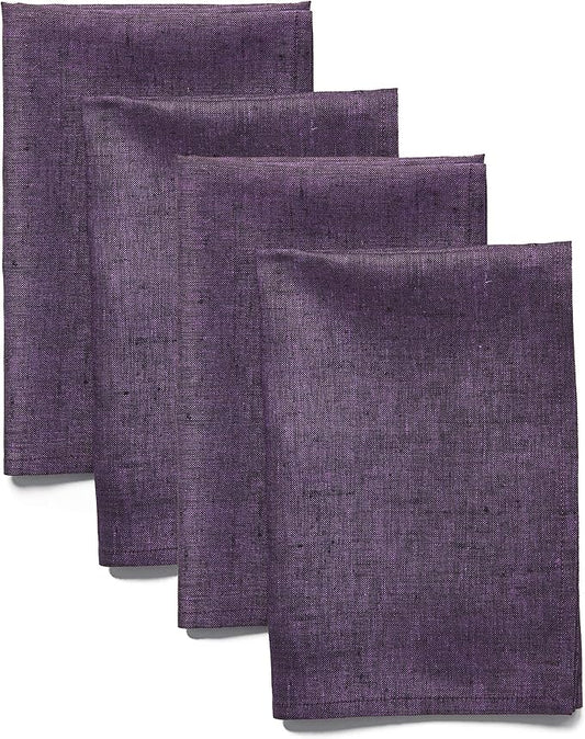 Solino Home Linen Napkins Set of 4 - 100% Pure Linen Grape Dinner Napkins Cloth 20 x 20 Inch for Fall, Autumn, Winter, Thanksgiving, Christmas, Holiday - Athena, Handcrafted and Machine Washable