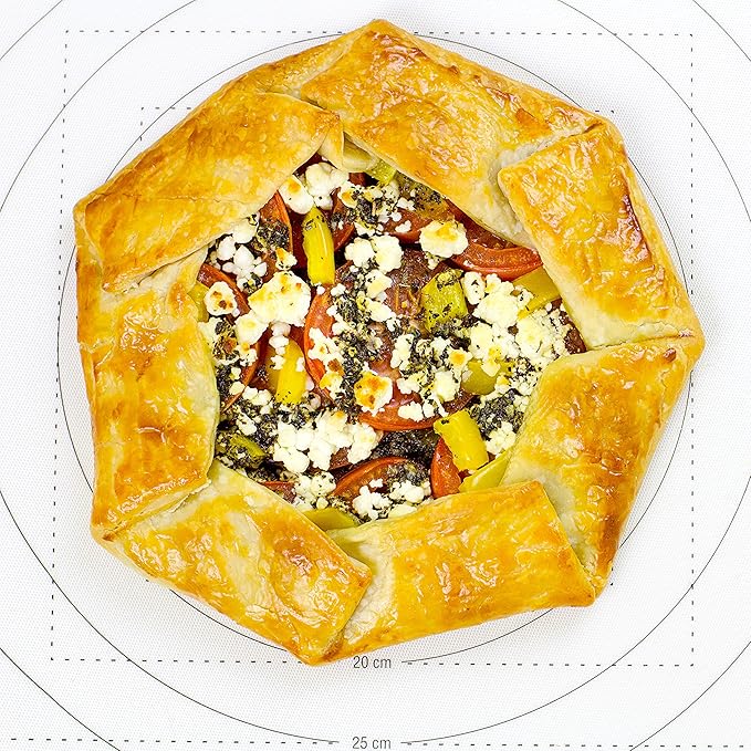 17.75 Inch Round Silicone Pastry Mat | Non Stick BPA-Free | Metric & Imperial Guides | Oven Microwave Freezer Dishwasher Safe - 450 °F to -40 °F