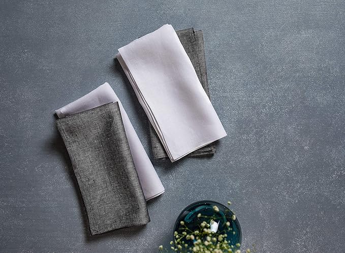 Solino Home White Linen Napkins Set of 6-100% Pure Linen Cloth Washable Dinner Napkins 20 x 20 Inch for Fall, Autumn, Halloween, Thanksgiving, Christmas, Holiday - Fete